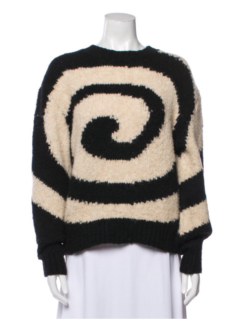 Paloma Wool Black & Cream Spiral Knit Crewneck Sweater